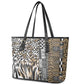 Africa Tribal Pattern Mixed Leopard Skin Leather Tote Bag - African Pride