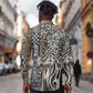 Africa Tribal Pattern Mixed Leopard Skin Long Sleeve Button Shirt - African Pride