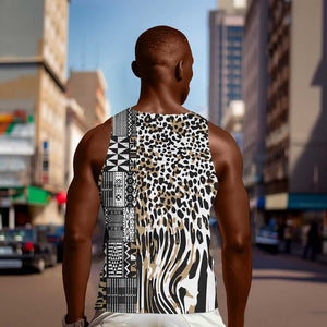 Africa Tribal Pattern Mixed Leopard Skin Men Tank Top - African Pride