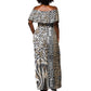 Africa Tribal Pattern Mixed Leopard Skin Off Shoulder Maxi Dress - African Pride