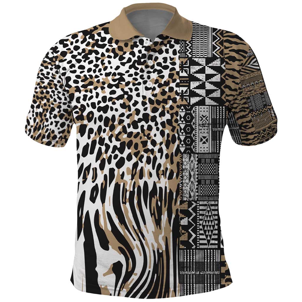 Africa Tribal Pattern Mixed Leopard Skin Polo Shirt - African Pride