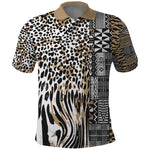 Africa Tribal Pattern Mixed Leopard Skin Polo Shirt - African Pride