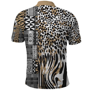 Africa Tribal Pattern Mixed Leopard Skin Polo Shirt - African Pride