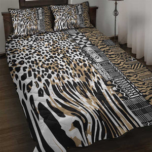 Africa Tribal Pattern Mixed Leopard Skin Quilt Bed Set - African Pride