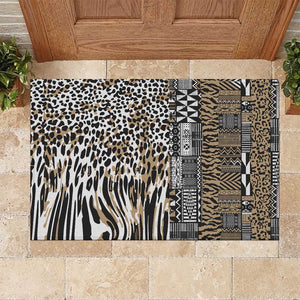 Africa Tribal Pattern Mixed Leopard Skin Rubber Doormat - African Pride