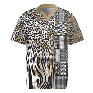 Africa Tribal Pattern Mixed Leopard Skin Rugby Jersey - African Pride