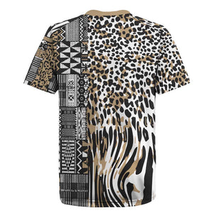 Africa Tribal Pattern Mixed Leopard Skin Rugby Jersey - African Pride