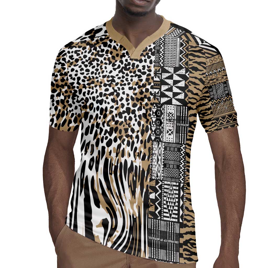 Africa Tribal Pattern Mixed Leopard Skin Rugby Jersey - African Pride