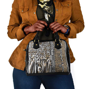 Africa Tribal Pattern Mixed Leopard Skin Shoulder Handbag - African Pride