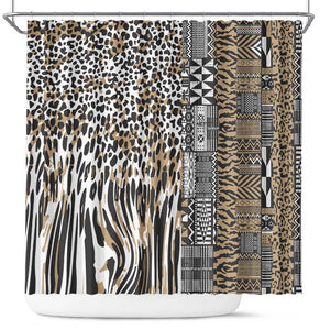 Africa Tribal Pattern Mixed Leopard Skin Shower Curtain - African Pride