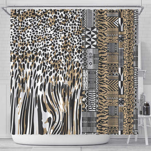 Africa Tribal Pattern Mixed Leopard Skin Shower Curtain - African Pride