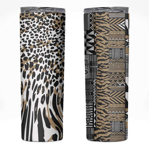 Africa Tribal Pattern Mixed Leopard Skin Skinny Tumbler - African Pride