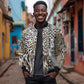 Africa Tribal Pattern Mixed Leopard Skin Sleeve Zip Bomber Jacket - African Pride
