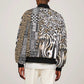 Africa Tribal Pattern Mixed Leopard Skin Sleeve Zip Bomber Jacket - African Pride