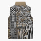 Africa Tribal Pattern Mixed Leopard Skin Sleeveless Puffer Jacket