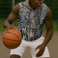 Africa Tribal Pattern Mixed Leopard Skin Sleeveless Zip Hoodie - African Pride