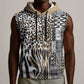 Africa Tribal Pattern Mixed Leopard Skin Sleeveless Zip Hoodie - African Pride