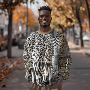 Africa Tribal Pattern Mixed Leopard Skin Sweatshirt - African Pride