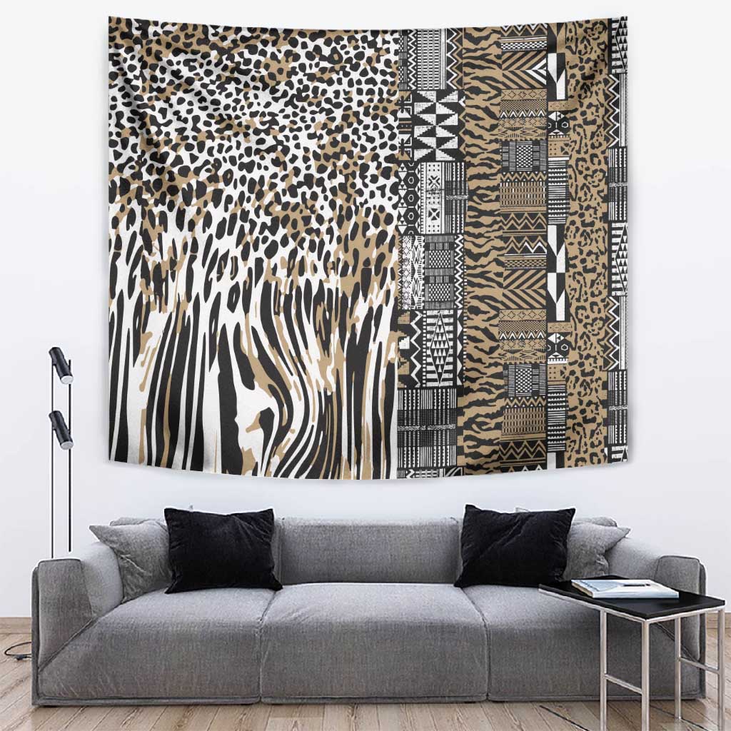 Africa Tribal Pattern Mixed Leopard Skin Tapestry - African Pride
