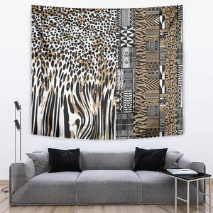 Africa Tribal Pattern Mixed Leopard Skin Tapestry - African Pride