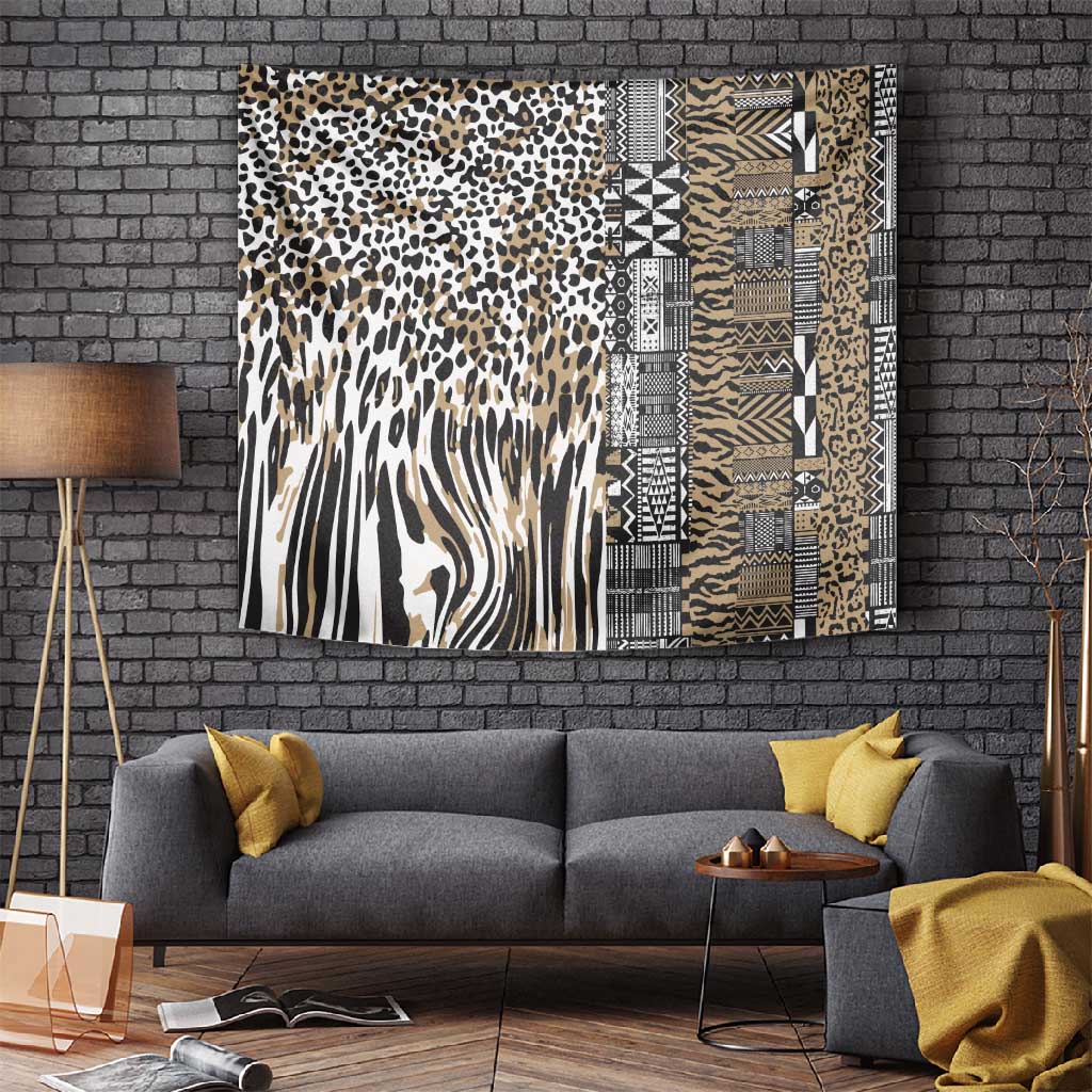 Africa Tribal Pattern Mixed Leopard Skin Tapestry - African Pride