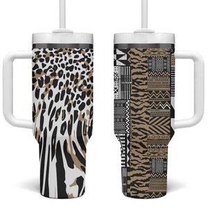 Africa Tribal Pattern Mixed Leopard Skin Tumbler With Handle - African Pride