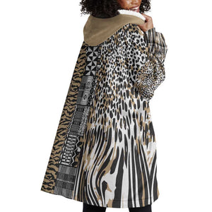 Africa Tribal Pattern Mixed Leopard Skin Wearable Blanket Hoodie - African Pride