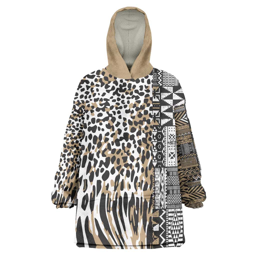 Africa Tribal Pattern Mixed Leopard Skin Wearable Blanket Hoodie - African Pride