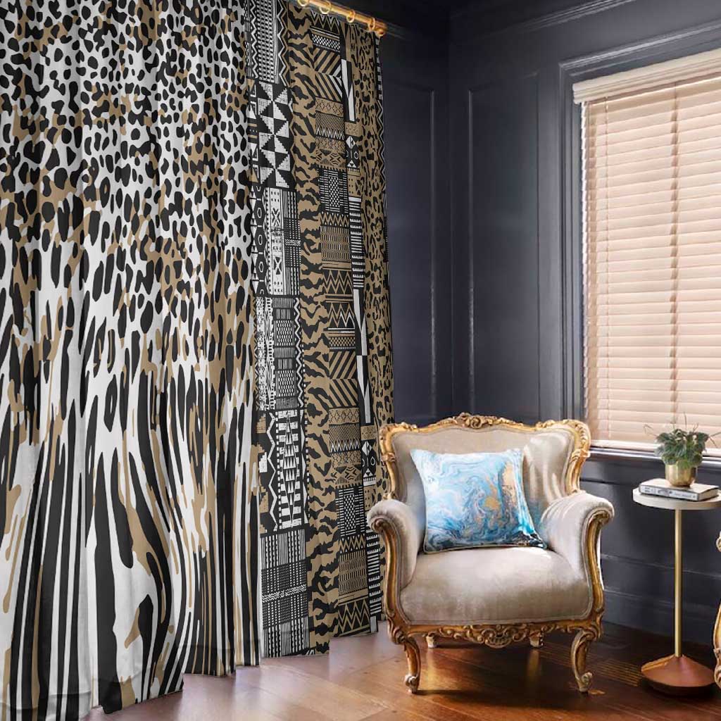 Africa Tribal Pattern Mixed Leopard Skin Window Curtain - African Pride