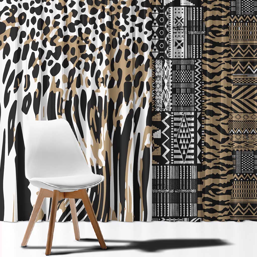 Africa Tribal Pattern Mixed Leopard Skin Window Curtain - African Pride