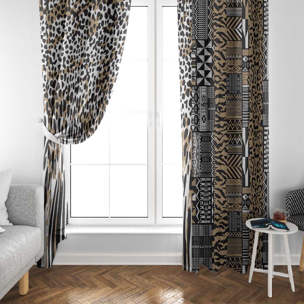 Africa Tribal Pattern Mixed Leopard Skin Window Curtain - African Pride
