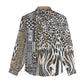 Africa Tribal Pattern Mixed Leopard Skin Women Casual Shirt - African Pride