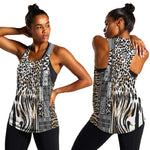 Africa Tribal Pattern Mixed Leopard Skin Women Racerback Tank - African Pride