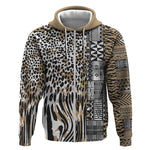 Africa Tribal Pattern Mixed Leopard Skin Zip Hoodie - African Pride
