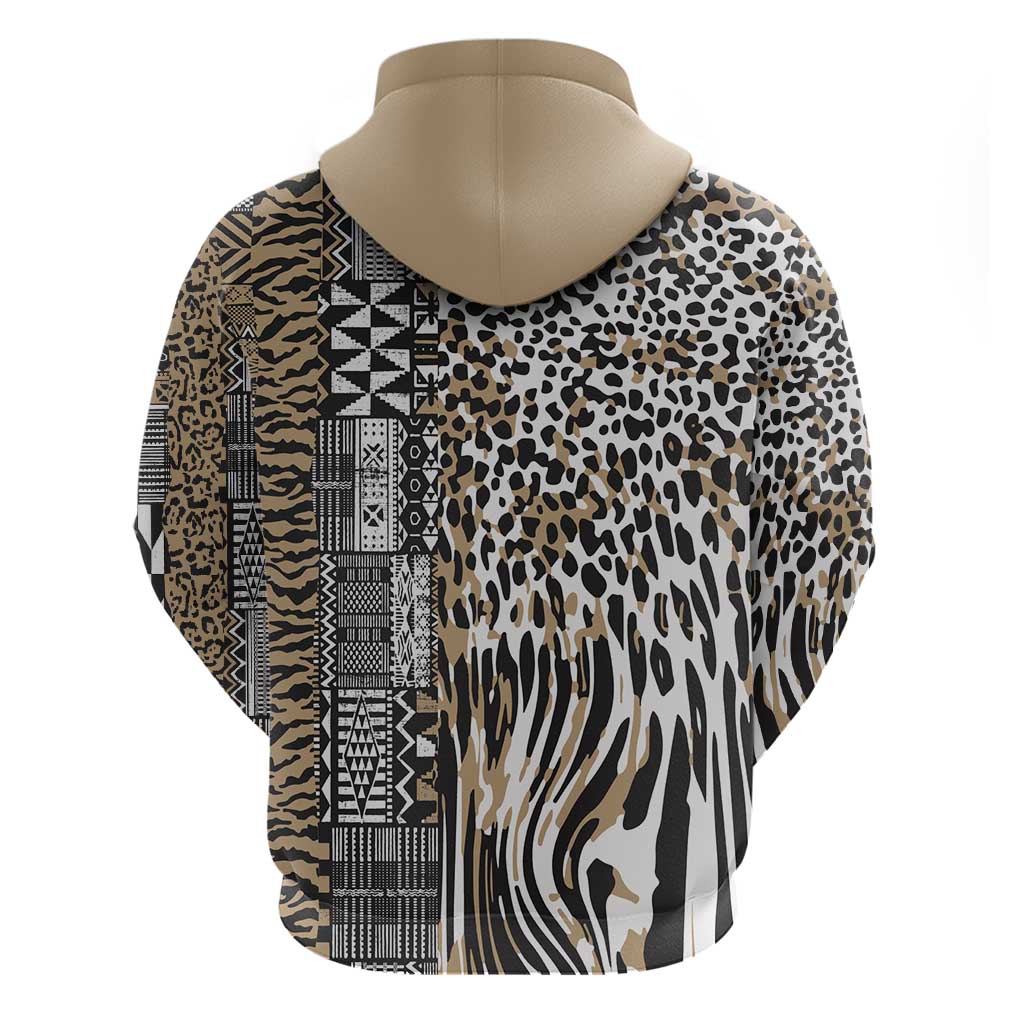 Africa Tribal Pattern Mixed Leopard Skin Zip Hoodie - African Pride