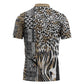 Africa Tribal Pattern Mixed Leopard Skin Zipper Polo Shirt