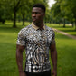 Africa Tribal Pattern Mixed Leopard Skin Zipper Polo Shirt