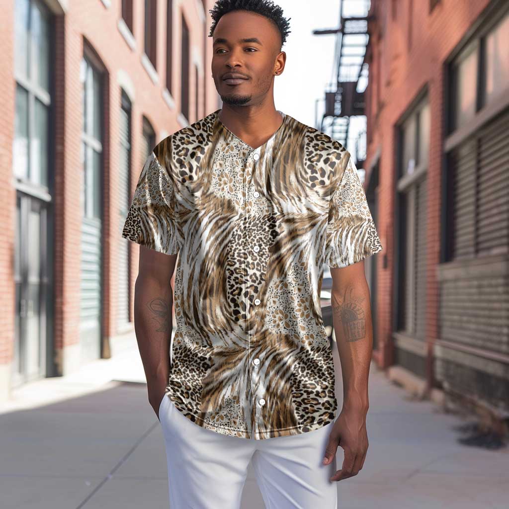 African Wild Animal Skins Baseball Jersey Leopard Pattern - African Pride