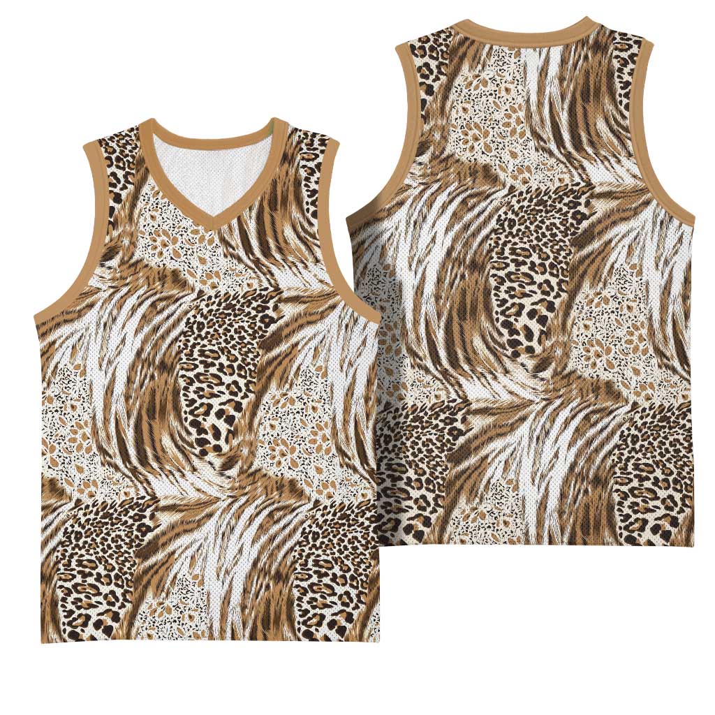 African Wild Animal Skins Basketball Jersey Leopard Pattern - African Pride