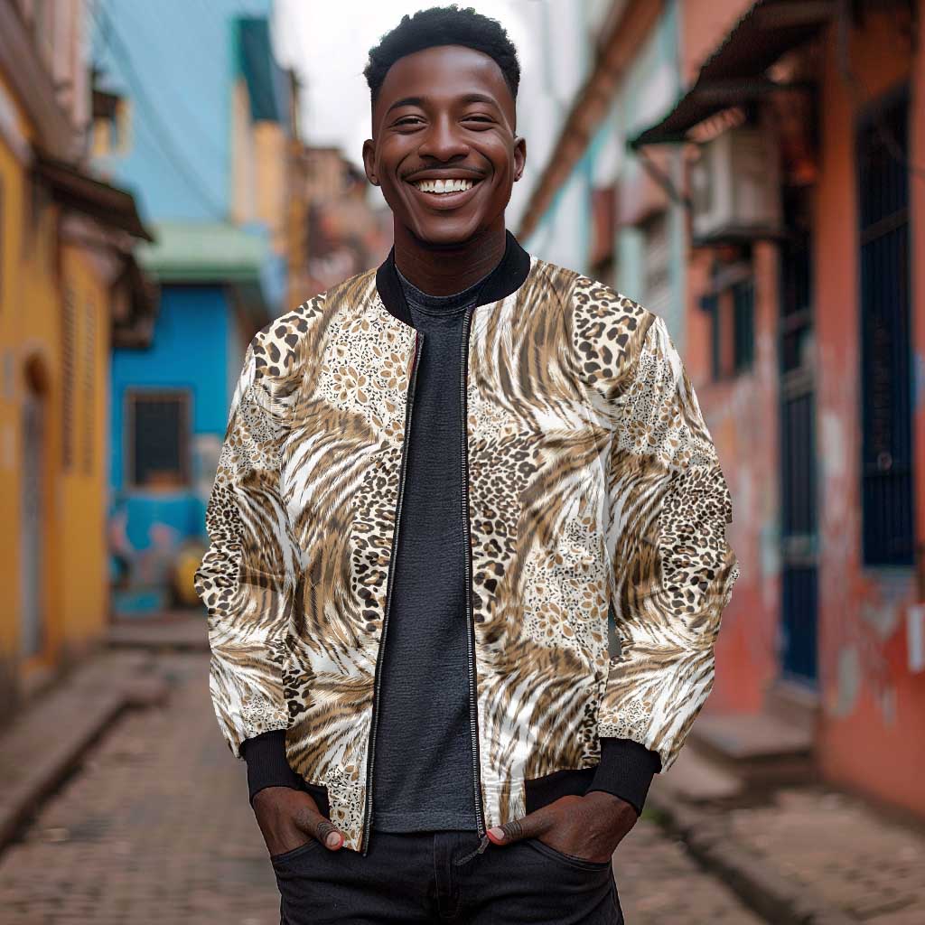 African Wild Animal Skins Bomber Jacket Leopard Pattern - African Pride