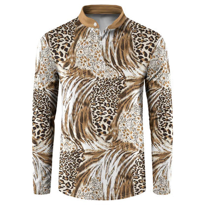 African Wild Animal Skins Button Sweatshirt Leopard Pattern