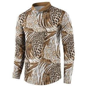 African Wild Animal Skins Button Sweatshirt Leopard Pattern