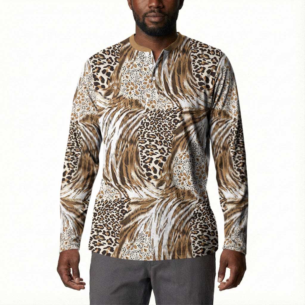 African Wild Animal Skins Button Sweatshirt Leopard Pattern
