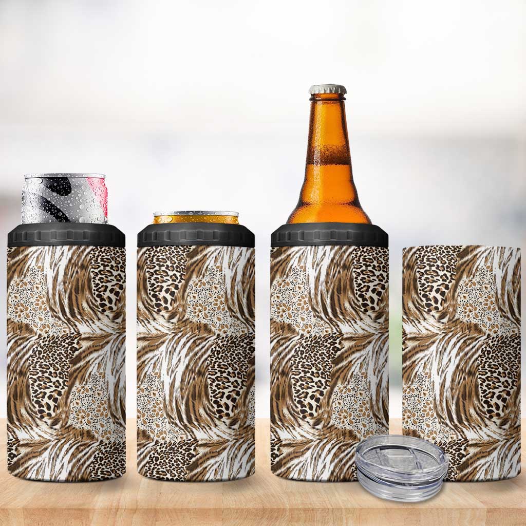 African Wild Animal Skins 4 in 1 Can Cooler Tumbler Leopard Pattern - African Pride