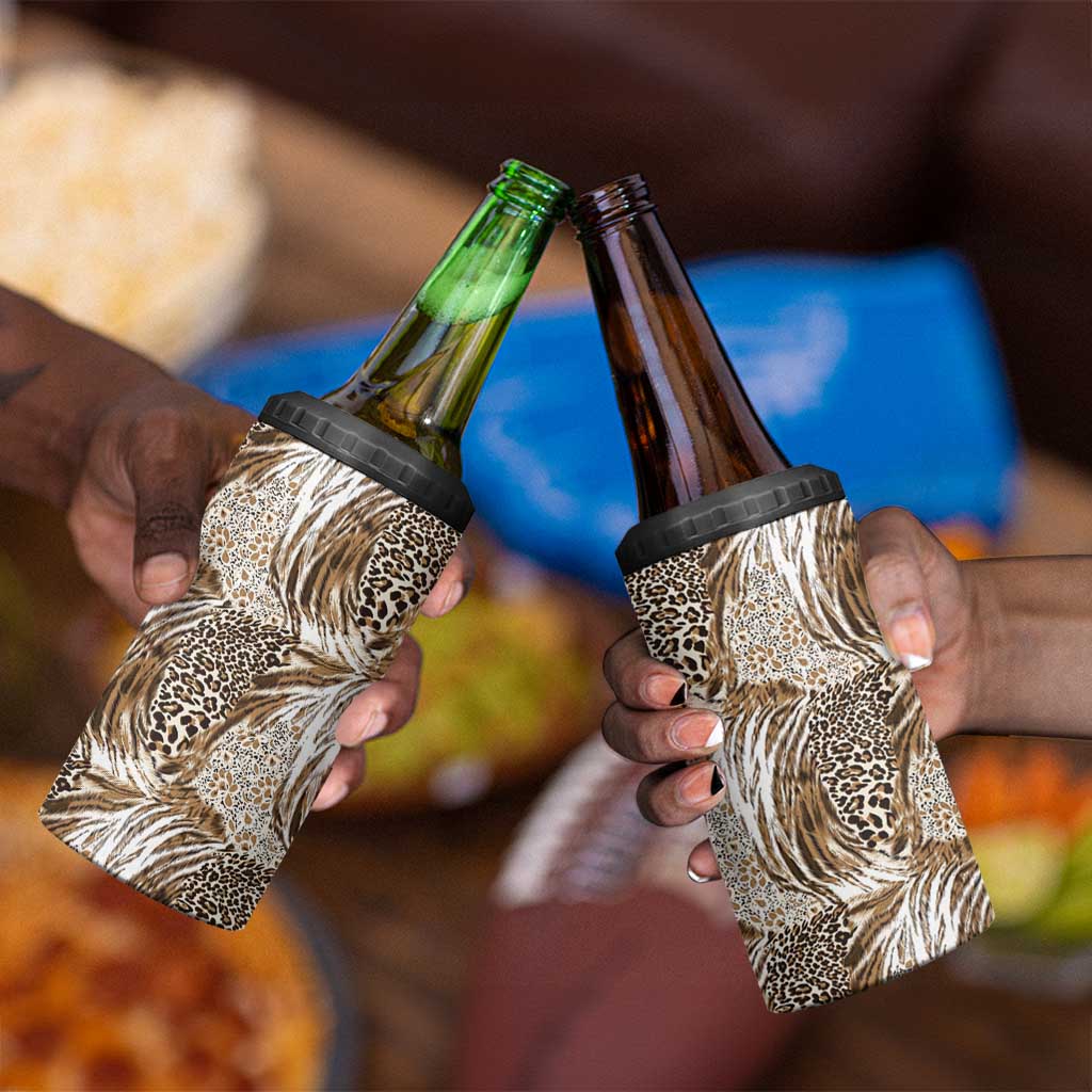 African Wild Animal Skins 4 in 1 Can Cooler Tumbler Leopard Pattern - African Pride
