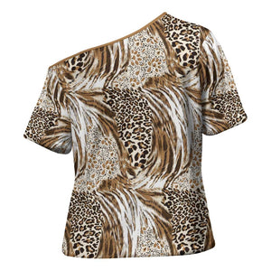 African Wild Animal Skins Cross Shoulder Shirt Leopard Pattern