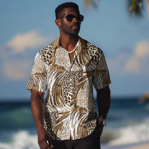 African Wild Animal Skins Hawaiian Shirt Leopard Pattern - African Pride