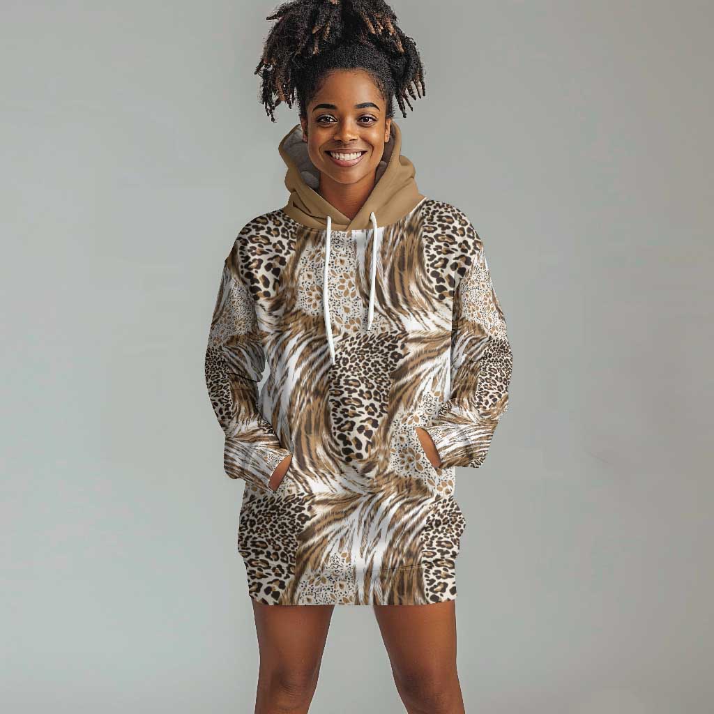 African Wild Animal Skins Hoodie Dress Leopard Pattern - African Pride
