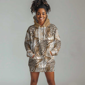 African Wild Animal Skins Hoodie Dress Leopard Pattern - African Pride