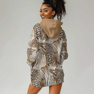 African Wild Animal Skins Hoodie Dress Leopard Pattern - African Pride
